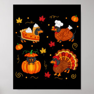 Poster Dachshund de Thanksgiving Chien Saucisse Dinde Mig