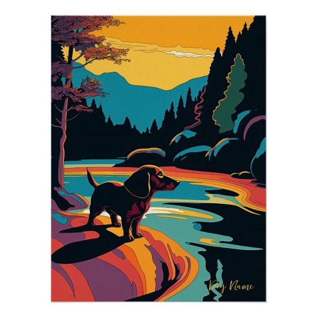 Poster Dachshund Dog 005 - Bruno Pokopen (Devant)