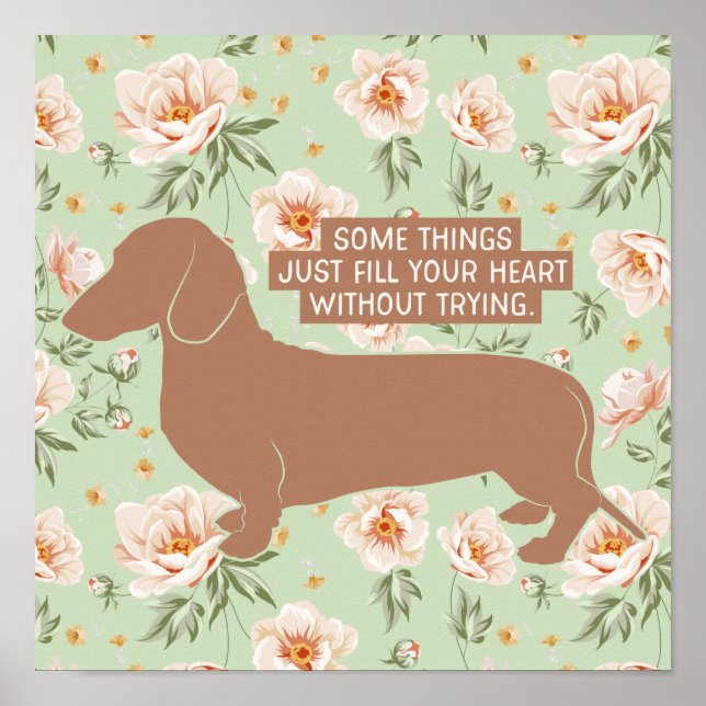 Poster Dachshund Doxie Teckel Citation d'illustration (Devant)