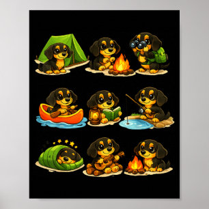 Poster Dachshund drôle de camping chien mignon randonnée