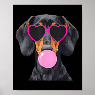 Poster Dachshund drôle portant des lunettes et soufflant