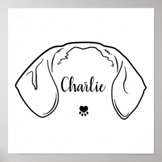 Poster Dachshund Ears Line Dessin Illustration minimale
