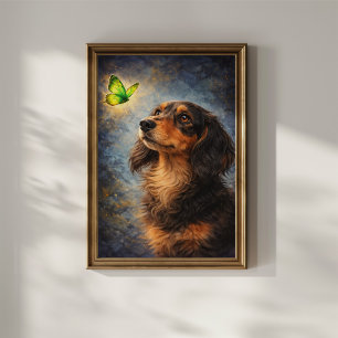 Poster Dachshund et Papillon