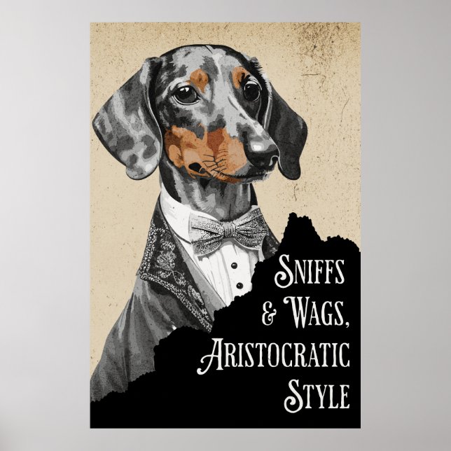 Poster Dachshund Gentleman de l'époque victorienne (Devant)