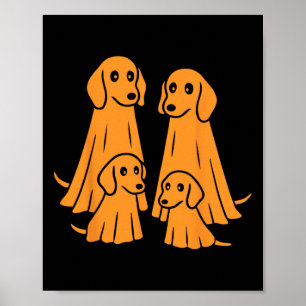 Poster Dachshund Halloween Fantôme Famille Drôle Amant Ch