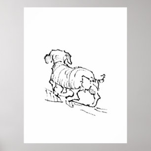 Poster Dachshund Heureux – Illustration de chien saucisse
