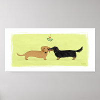 Dachshund Mistletoe Kiss - Wiener Chien Noël