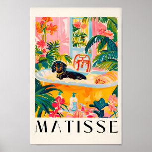 Poster Dachshund Noir Dans Une Baignoire, Mur De Salle De