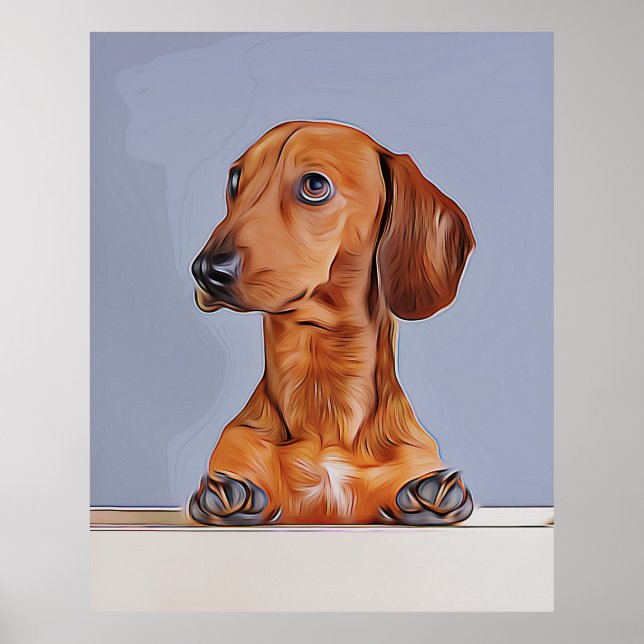 Poster Dachshund regardant loin Doxie Chien Anniversaire (Devant)