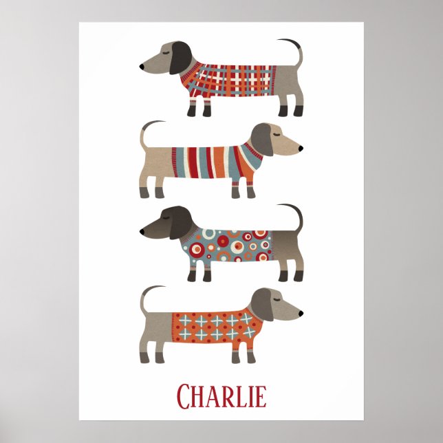 Poster Dachshund Sausage Chien Personnalisé (Devant)