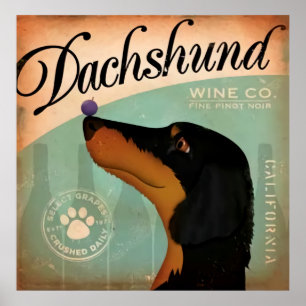 Poster Dachshund Wine Co. par Stephen Fowler Dog Art Impr