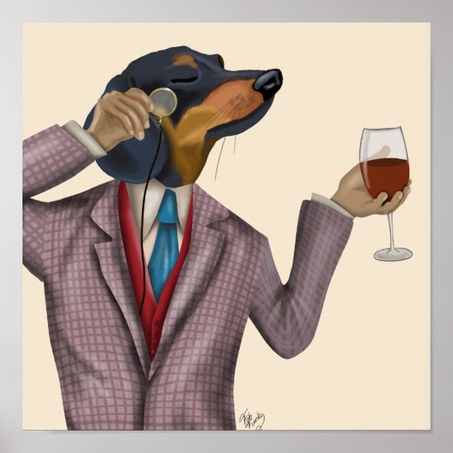 Poster Dachshund Wine Snob (Devant)