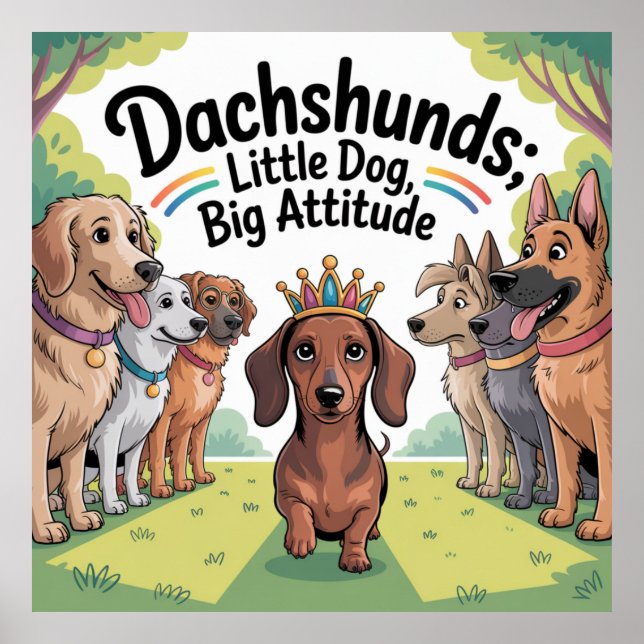 Poster Dachshunds Little Dog, Big Attitude (Devant)