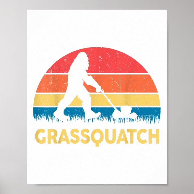 Poster Dad Lawn Mowing Grquatch Bigfoot Mower Gift Funny  (Devant)