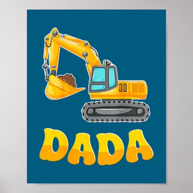 Poster Dada The Birthday Boy Excavator Construction Famil (Devant)