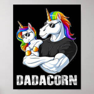 Poster Dadacorn - Unicorn Papa Et Bébé Famille Correspond