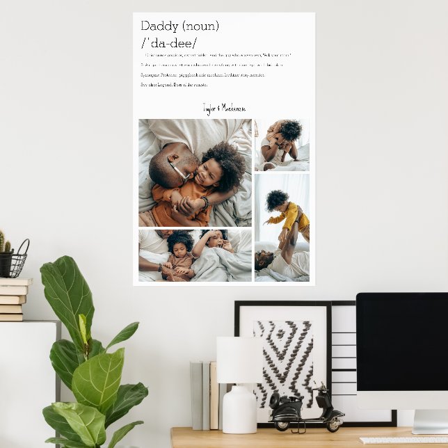 Poster Daddy Définition Personnalisé 4 photo collage (Bureau à domicile)