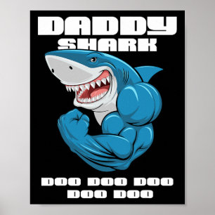 Poster Daddy Shark Shirt Drôle Fête des pères Cadeau Pour