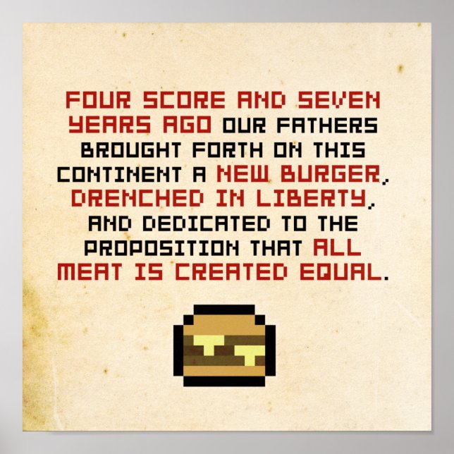 Poster d'adresse Pixel Lincoln Gettysburger (Devant)