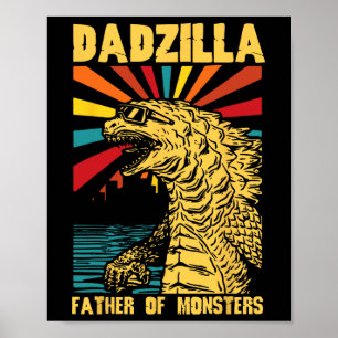 Poster Dadzilla Funny Père Des Monstres Fath Vintage