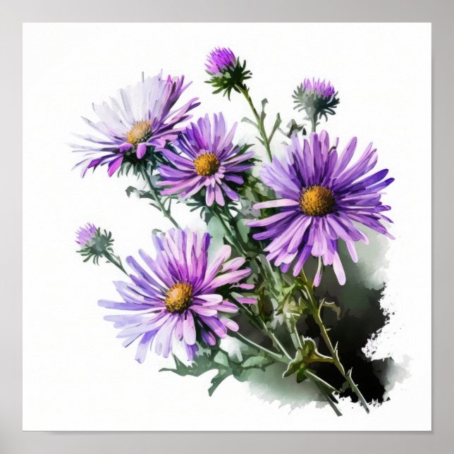 Poster d'affiche d'art à fleurs violet (Devant)