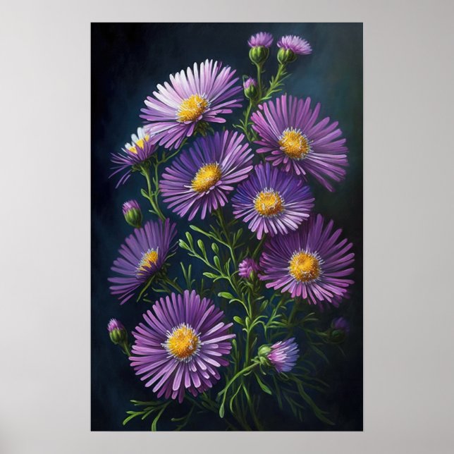 Poster d'affiche d'art à fleurs violet (Devant)