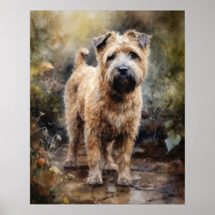 Poster d'affiche d'art de chien roux à revêtement 