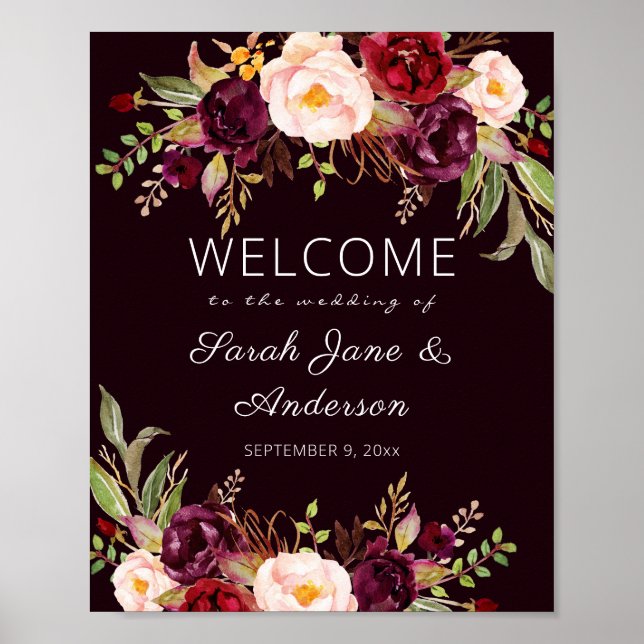 Poster d'Affiche de bienvenue Dark Burgundy Marsal (Devant)