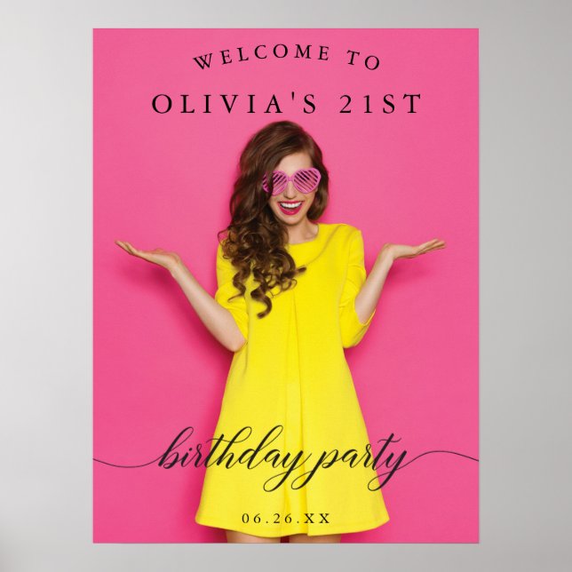 Poster d'Affiche de bienvenue de fête d'anniversai (Devant)