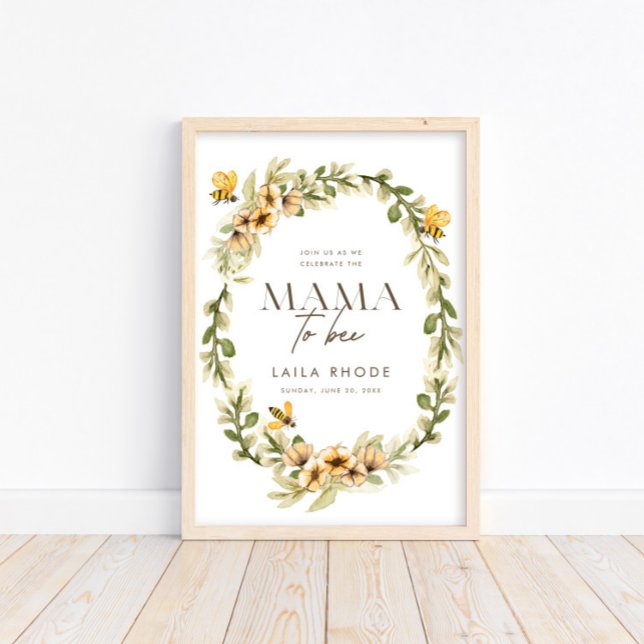 Poster d'Affiche de bienvenue du Baby shower Mama  (Créateur téléchargé)