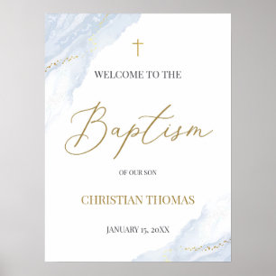 Poster d'Affiche de bienvenue Dusty Blue Baptism, 