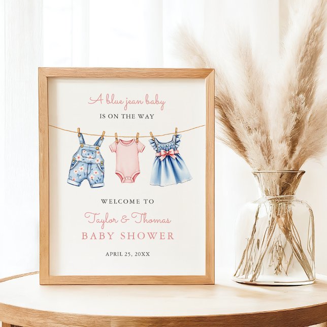 Poster d'Affiche de bienvenue fille Cute Denim Blu (Créateur téléchargé)