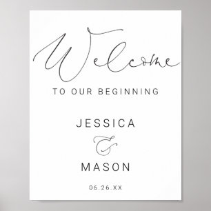 Poster d'Affiche de bienvenue Mariage à main minim
