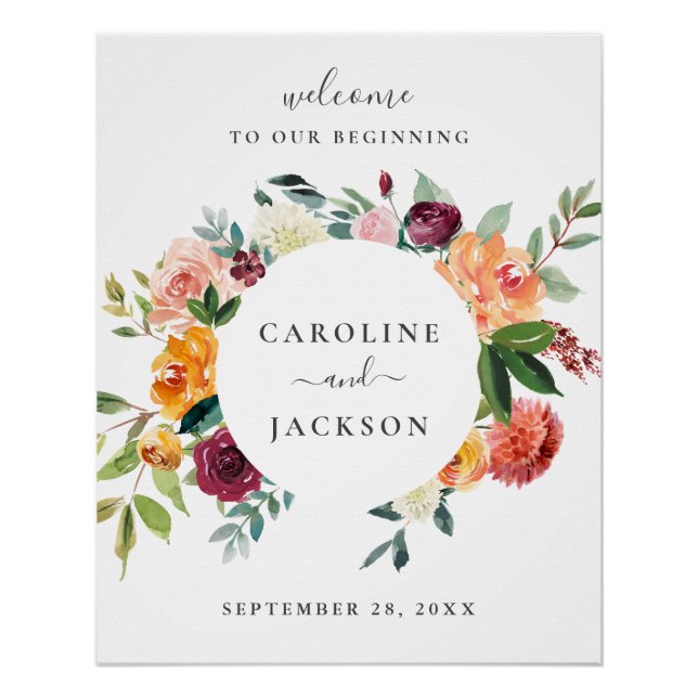 Poster d'Affiche de bienvenue Mariage de l'automne (Devant)