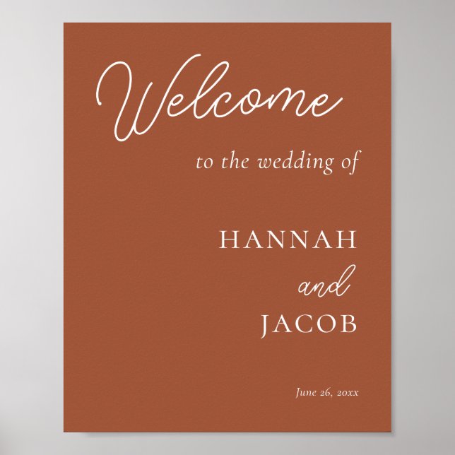 Poster d'Affiche de bienvenue Mariage moderne en t (Devant)