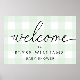 Poster d'Affiche de bienvenue Mint Green En vichy