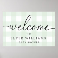 Poster d'Affiche de bienvenue Mint Green En vichy
