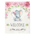 Poster d'Affiche de bienvenue rose Floral Baby Ele