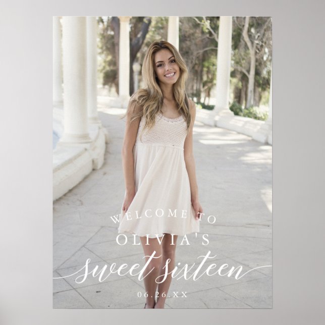 Poster d'Affiche de bienvenue sweet sixteen avec p (Devant)