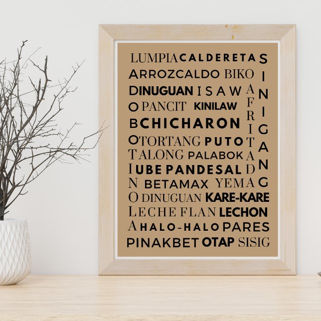 Poster d'affiche de la cuisine philippine noire et (Créateur téléchargé)