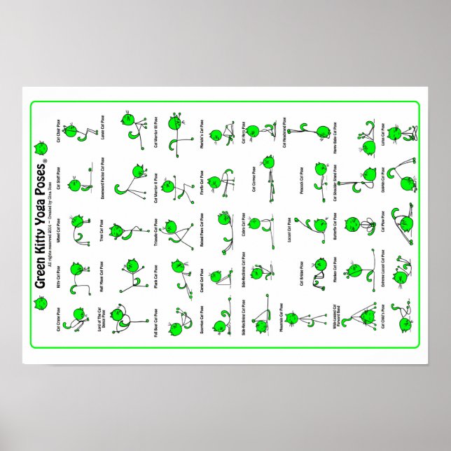 Poster d'affiche Green Kitty Yoga (Devant)