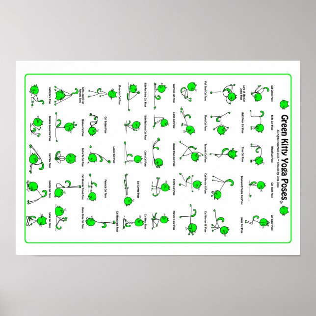 Poster d'affiche Green Kitty Yoga (Devant)