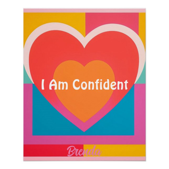 Poster d'Affirmation Coeur Rose Orange Personnalis (Devant)