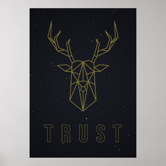 Poster d'affirmation de cerfs d'Origami à l'autoso (Devant)