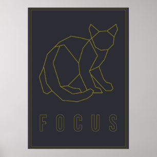 Poster d'affirmation de focus d'un chat origami ja