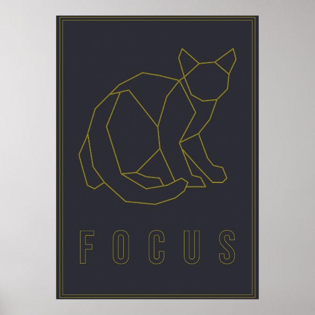 Poster d'affirmation de focus d'un chat origami ja (Devant)