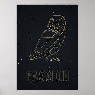 Poster d'affirmation de hibou origami jaune.