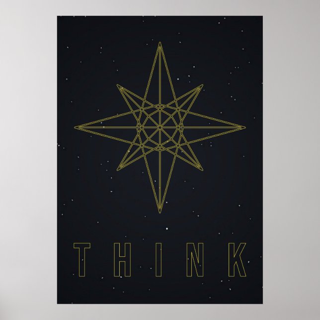 Poster d'affirmation de l'étoile jaune origami à p (Devant)