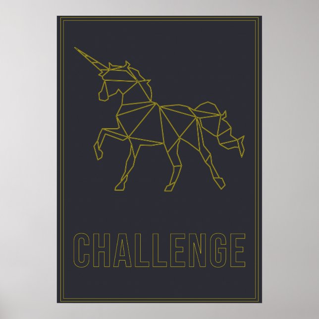 Poster d'affirmation défi origami licorne cheval (Devant)