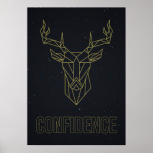 Poster d'affirmation des cerfs en origami jaune.